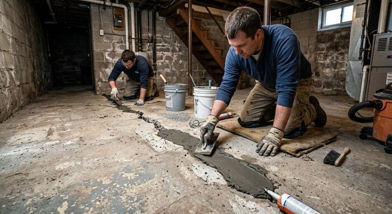 Cracked Basement Floor Repair in Southlake, TX